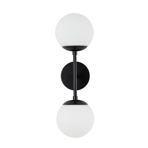 LightFixturesUSA-2-Light Glass Globe Wall Sconce-Wall Sconce-Opal Glass-Black