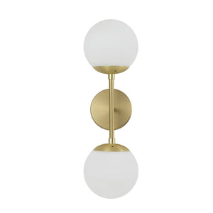 LightFixturesUSA-2-Light Glass Globe Wall Sconce-Wall Sconce-Opal Glass-Brass