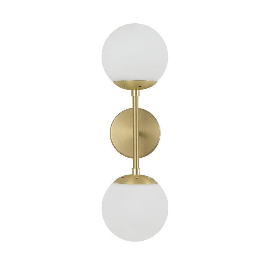 LightFixturesUSA-2-Light Glass Globe Wall Sconce-Wall Sconce-Opal Glass-Brass