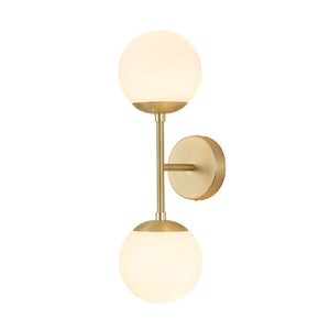 LightFixturesUSA-2-Light Glass Globe Wall Sconce-Wall Sconce-Opal Glass-Brass