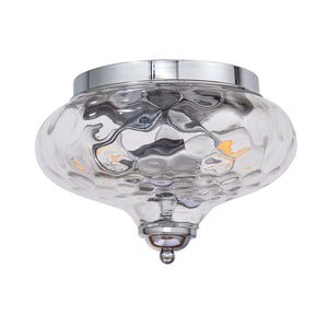 LightFixturesUSA-2-light Hammered Glass Flush Mount Ceiling Light-Ceiling Light-2-Lt-Black