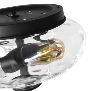 LightFixturesUSA-2-light Hammered Glass Flush Mount Ceiling Light-Ceiling Light-2-Lt-Black