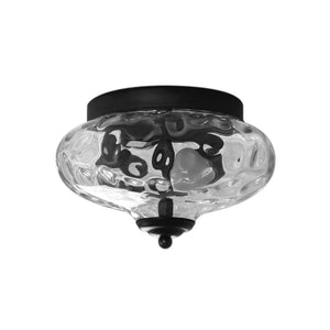 LightFixturesUSA-2-light Hammered Glass Flush Mount Ceiling Light-Ceiling Light-2-Lt-Black