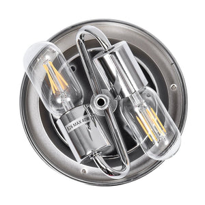 LightFixturesUSA-2-light Hammered Glass Flush Mount Ceiling Light-Ceiling Light-2-Lt-Chrome