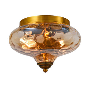 LightFixturesUSA-2-light Hammered Glass Flush Mount Ceiling Light-Ceiling Light-2-Lt-Chrome