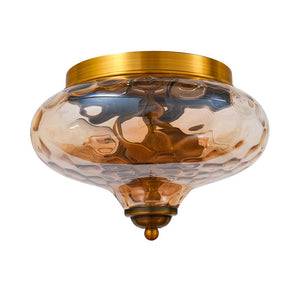 LightFixturesUSA-2-light Hammered Glass Flush Mount Ceiling Light-Ceiling Light-2-Lt-Chrome