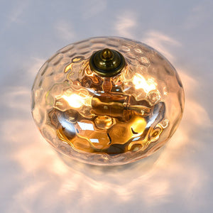 LightFixturesUSA-2-light Hammered Glass Flush Mount Ceiling Light-Ceiling Light-2-Lt-Gold