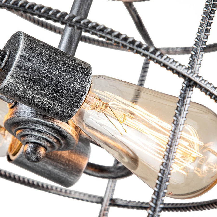 LightFixturesUSA-2-Light Industrial Metal Cylinder Lantern Pendant Light-Chandelier-Metal-