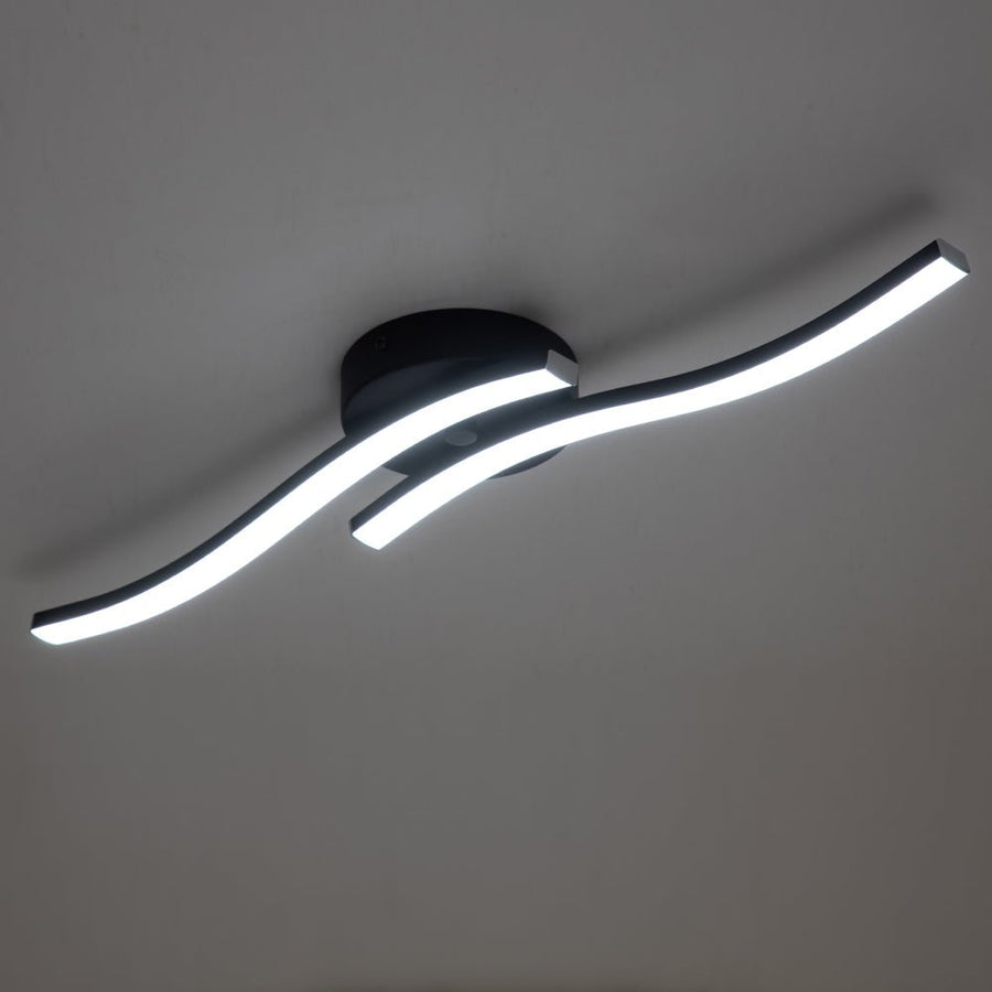 LightFixturesUSA-2-Light Wavy Linear LED Flush Mount Light-Ceiling Light-Black-