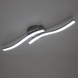 LightFixturesUSA-2-Light Wavy Linear LED Flush Mount Light-Ceiling Light-Nickel-