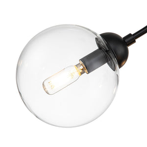 LightFixturesUSA-3-Light Black Brass Clear Glass Globe Chandelier-Chandelier-Brass-