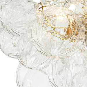 LightFixturesUSA-3-Light Brass Sculpture Glass Globe Bubble Semi Flush Chandelier-Chandelier-Brass-3-Lt (Pre-Order)