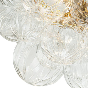 LightFixturesUSA-3-Light Brass Sculpture Glass Globe Bubble Semi Flush Chandelier-Chandelier-Brass-3-Lt (Pre-Order)