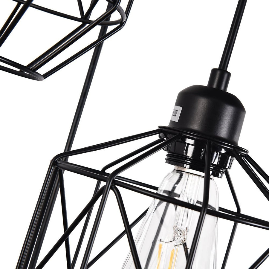 LightFixturesUSA-3-Light Cluster Black Geometric Pendant Light-Pendant Light-Black-