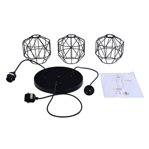 LightFixturesUSA-3-Light Cluster Black Geometric Pendant Light-Pendant Light-Black-