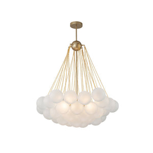 LightFixturesUSA-3-Light Cluster Frosted Glass Bubble Chandelier-Chandelier-37 Globes-Gold