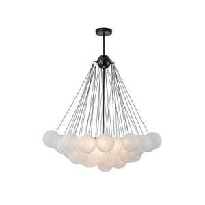 LightFixturesUSA-3-Light Cluster Frosted Glass Bubble Chandelier-Chandelier-37 Globes-Gold