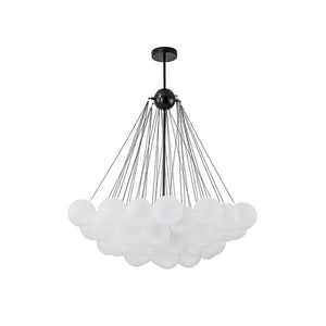 LightFixturesUSA-3-Light Cluster Frosted Glass Bubble Chandelier-Chandelier-37 Globes-Gold