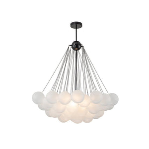 LightFixturesUSA-3-Light Cluster Frosted Glass Bubble Chandelier-Chandelier-37 Globes-Gold