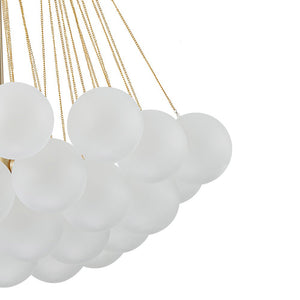 LightFixturesUSA-3-Light Cluster Frosted Glass Bubble Chandelier-Chandelier-37 Globes-Gold