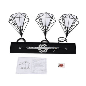 LightFixturesUSA-3-Light Diamond Cage Linear Pendant Light-Pendant Light--