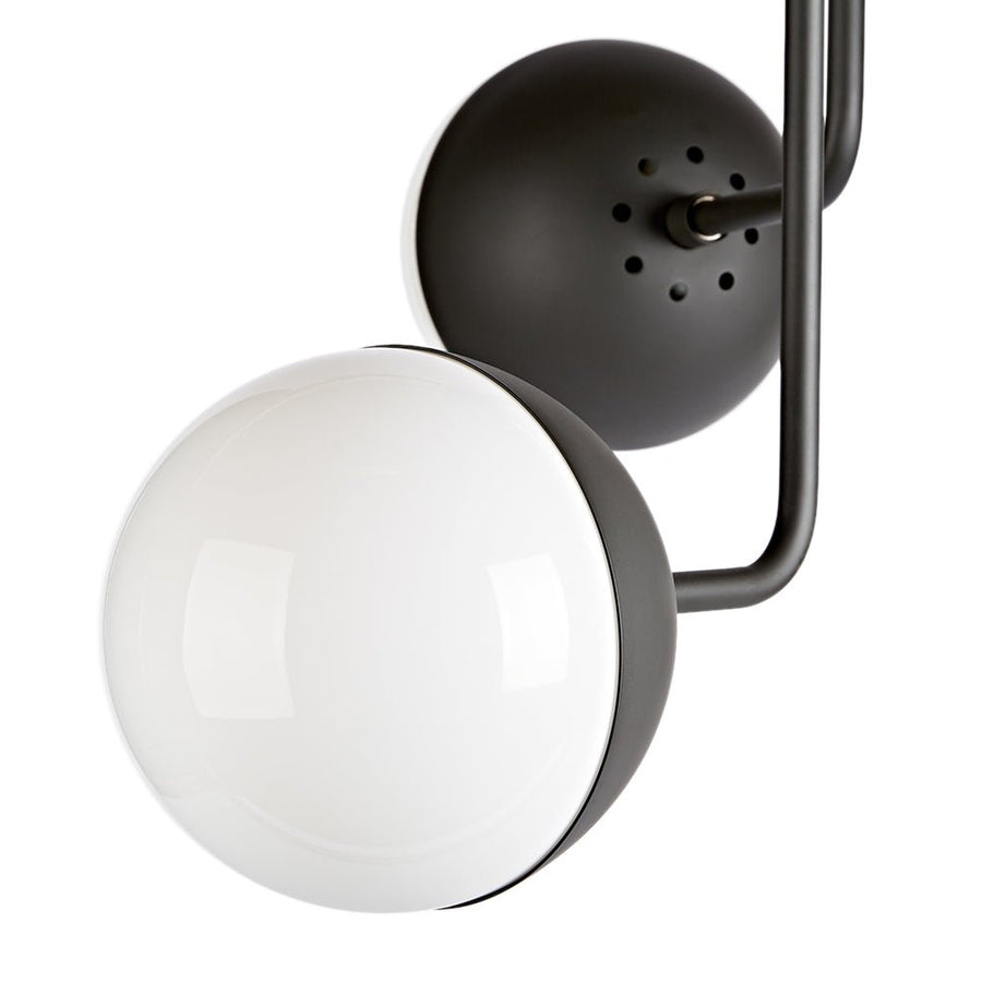 LightFixturesUSA-3-Light Glass Globe Semi Flush Mount-Ceiling Light-Black-