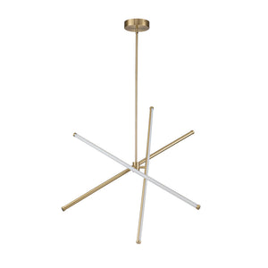 LightFixturesUSA-3-Light LED Tube Sputnik Chandelier-Chandelier-Brass-