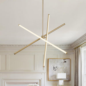 LightFixturesUSA-3-Light LED Tube Sputnik Chandelier-Chandelier-Brass-