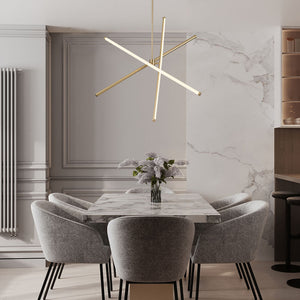 LightFixturesUSA-3-Light LED Tube Sputnik Chandelier-Chandelier-Brass-