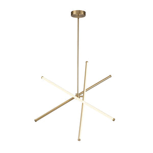 LightFixturesUSA-3-Light LED Tube Sputnik Chandelier-Chandelier-Brass-