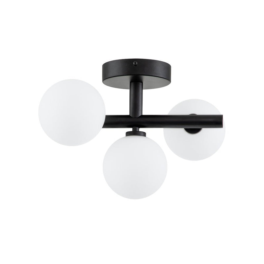 LightFixturesUSA-3-light Opal Glass Bubble Semi Flush Mount-Ceiling Light-Black-