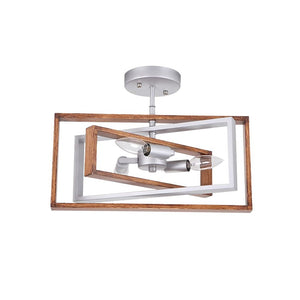 LightFixturesUSA-3-Light Rotatable Rectangle Frame Semi Flush Mount-Ceiling Light-3-Lt-