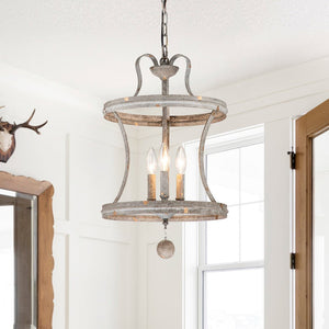 LightFixturesUSA-3-Light Shabby Chic Rusty Lantern Pendant Light-Chandelier-3-Lt-