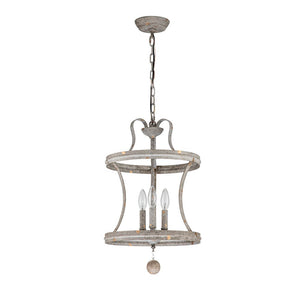 LightFixturesUSA-3-Light Shabby Chic Rusty Lantern Pendant Light-Chandelier-3-Lt-