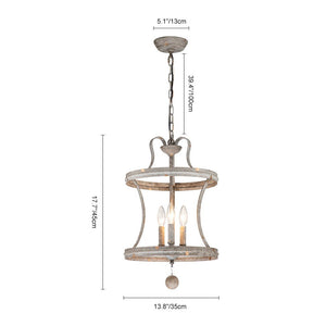 LightFixturesUSA-3-Light Shabby Chic Rusty Lantern Pendant Light-Chandelier-3-Lt-