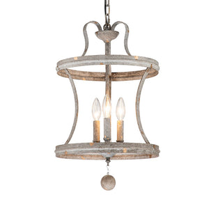 LightFixturesUSA-3-Light Shabby Chic Rusty Lantern Pendant Light-Chandelier-3-Lt-