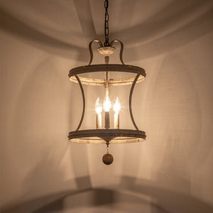LightFixturesUSA-3-Light Shabby Chic Rusty Lantern Pendant Light-Chandelier-3-Lt-