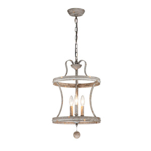LightFixturesUSA-3-Light Shabby Chic Rusty Lantern Pendant Light-Chandelier-3-Lt-