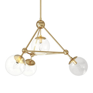 LightFixturesUSA-4-Light Brass Glass Globe Geometric Chandelier-Chandelier--
