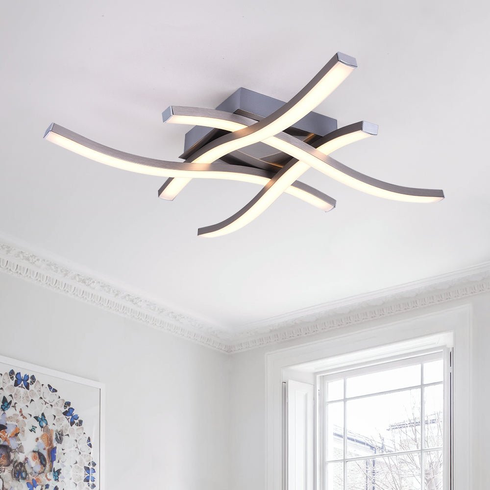 4-Light Crossing Linear LED Flush Mount | Contemporary LED Ceiling ...
