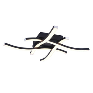 LightFixturesUSA-4-Light Crossing Linear LED Flush Mount-Ceiling Light-Black-