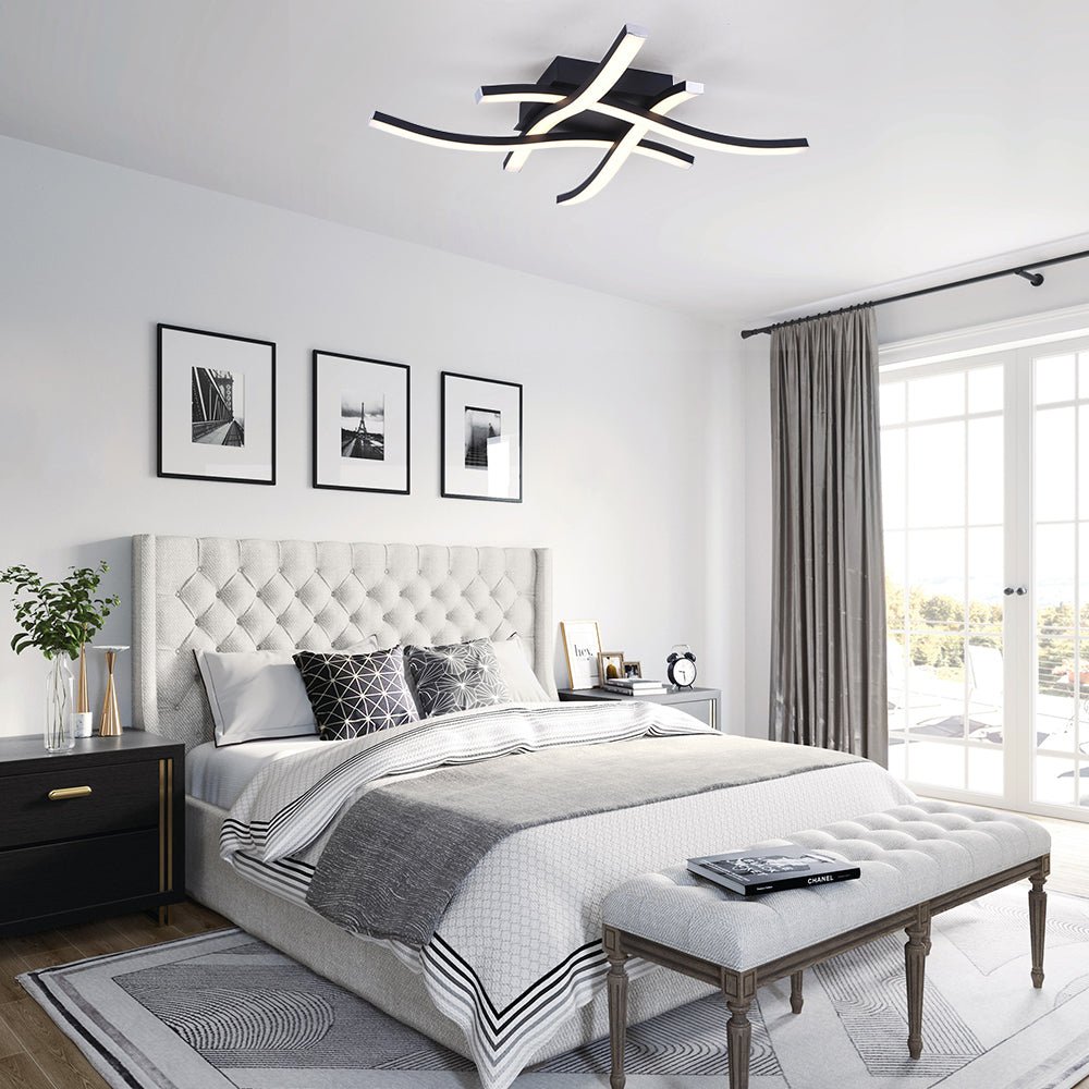 4-Light Crossing Linear LED Flush Mount | Contemporary LED Ceiling ...