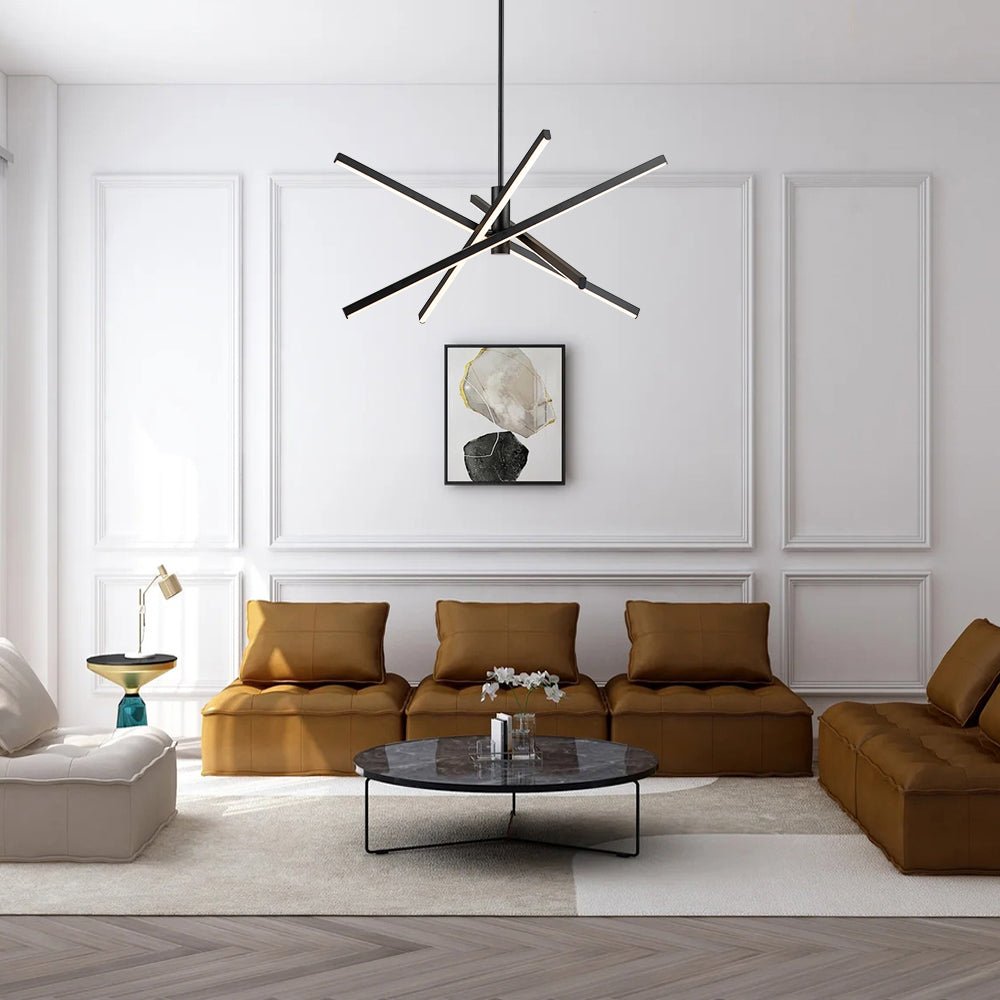 4-Light LED Tube Sputnik Chandelier | LightFixturesUSA, Rotatable LED ...