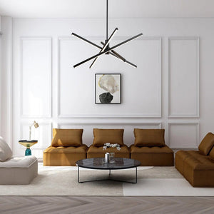 LightFixturesUSA-4-Light Dimmable LED Tube Sputnik Chandelier-Chandelier-Black-