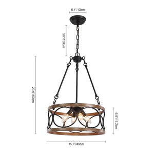 LightFixturesUSA-4-light Farmhouse Open Drum Chandelier-Pendant Light--