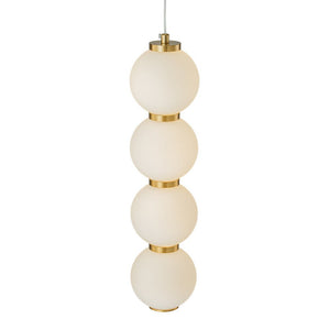 LightFixturesUSA-4-Light LED Frosted Glass Strand Globe Pendant Light-Pendant Light-Brass-4-Lt (Pre-Order)