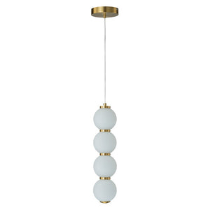 LightFixturesUSA-4-Light LED Frosted Glass Strand Globe Pendant Light-Pendant Light-Brass-4-Lt (Pre-Order)