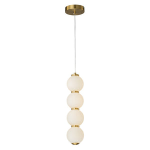 LightFixturesUSA-4-Light LED Frosted Glass Strand Globe Pendant Light-Pendant Light-Brass-4-Lt (Pre-Order)