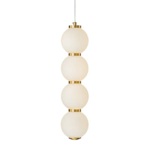 LightFixturesUSA-4-Light LED Frosted Glass Strand Globe Pendant Light-Pendant Light-Brass-4-Lt (Pre-Order)