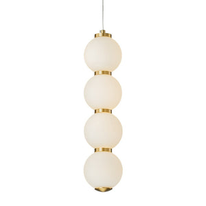 LightFixturesUSA-4-Light LED Frosted Glass Strand Globe Pendant Light-Pendant Light-Brass-4-Lt (Pre-Order)